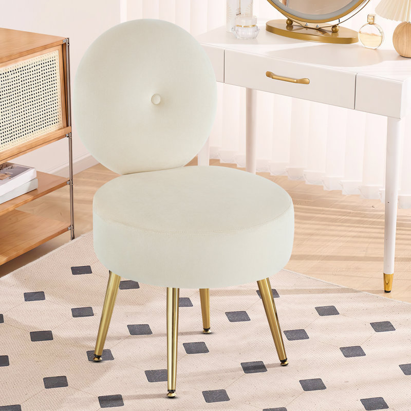 Noehly Upholstered Velvet Accent Stool Vanity Chair Khaki